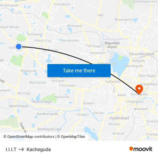 I.I.I.T to Kacheguda map