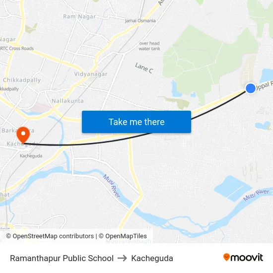 Ramanthapur Public School to Kacheguda map