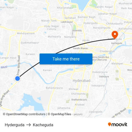 Hyderguda to Kacheguda map
