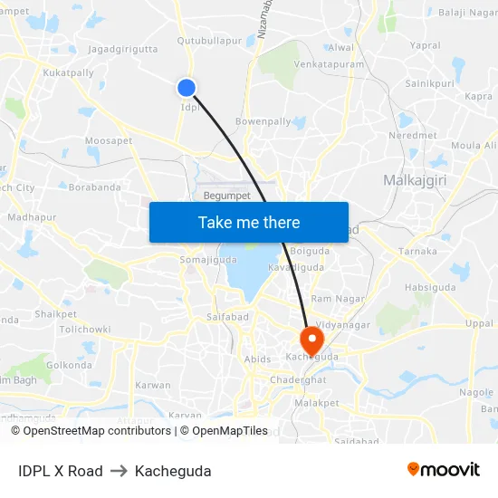 IDPL X Road to Kacheguda map