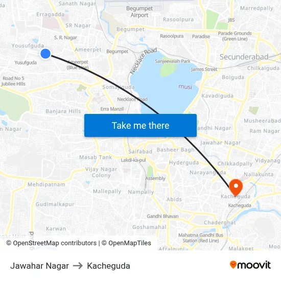 Jawahar Nagar to Kacheguda map