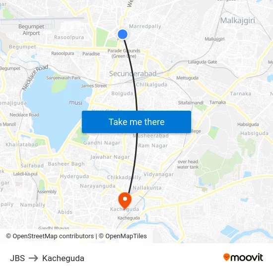 JBS to Kacheguda map
