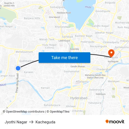 Jyothi Nagar to Kacheguda map