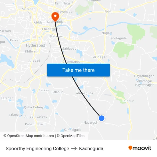 Spoorthy Engineering College to Kacheguda map