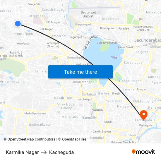 Karmika Nagar to Kacheguda map