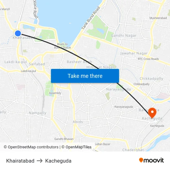 Khairatabad to Kacheguda map