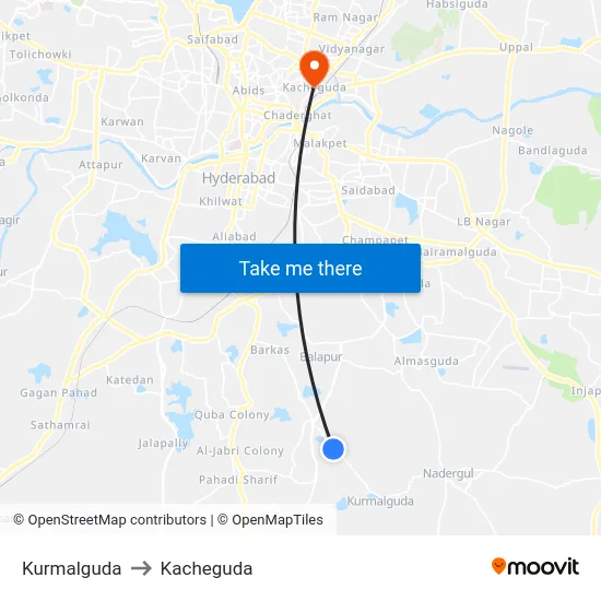 Kurmalguda to Kacheguda map