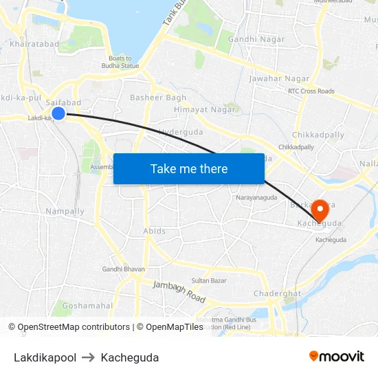 Lakdikapool to Kacheguda map