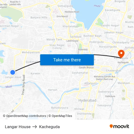 Langar House to Kacheguda map