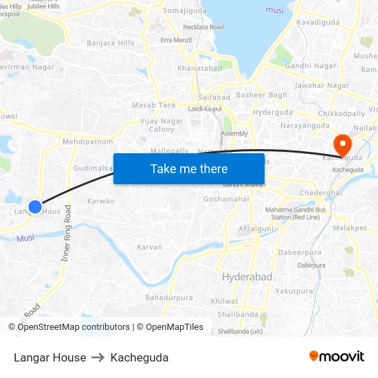 Langar House to Kacheguda map