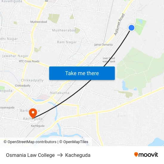 Osmania Law College to Kacheguda map