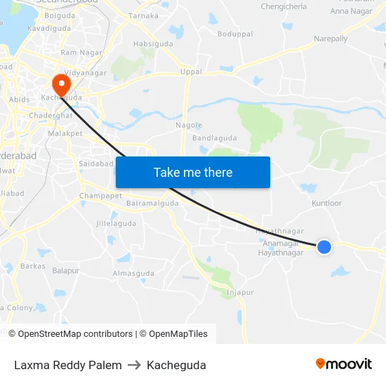 Laxma Reddy Palem to Kacheguda map