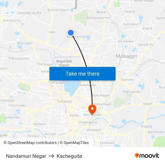 Nandamuri Nagar to Kacheguda map