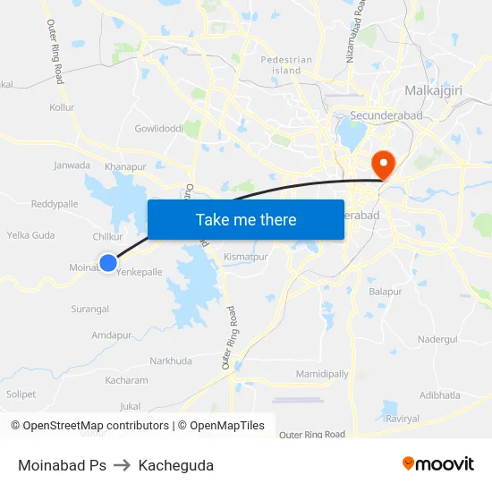 Moinabad Ps to Kacheguda map