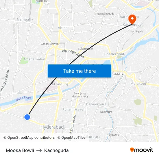 Moosa Bowli to Kacheguda map