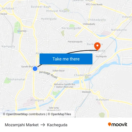 Mozamjahi Market to Kacheguda map