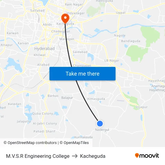 M.V.S.R Engineering College to Kacheguda map