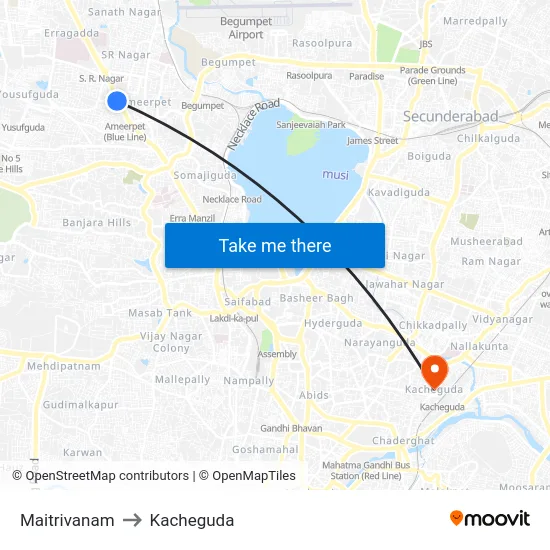 Maitrivanam to Kacheguda map