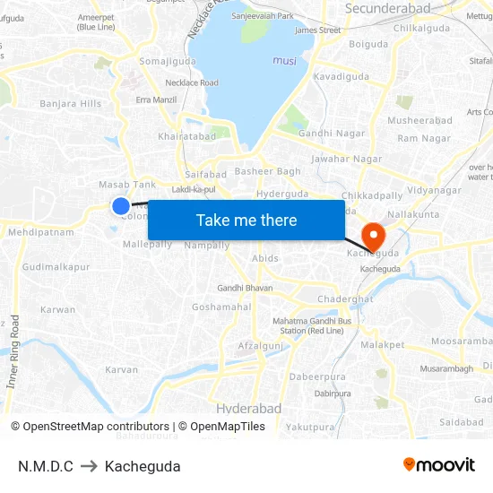 N.M.D.C to Kacheguda map