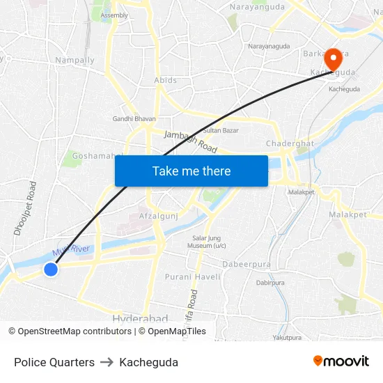 Police Quarters to Kacheguda map