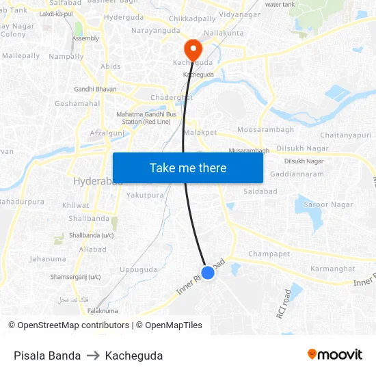 Pisala Banda to Kacheguda map