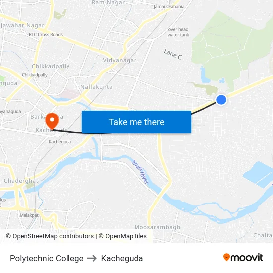 Polytechnic College to Kacheguda map
