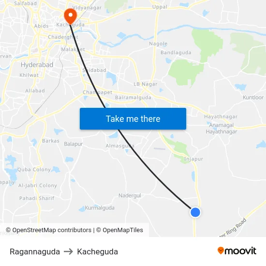 Ragannaguda to Kacheguda map