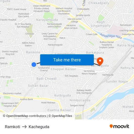 Ramkoti to Kacheguda map