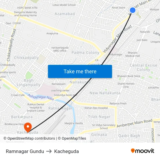 Ramnagar Gundu to Kacheguda map