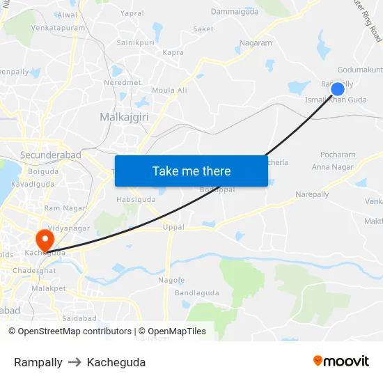 Rampally to Kacheguda map