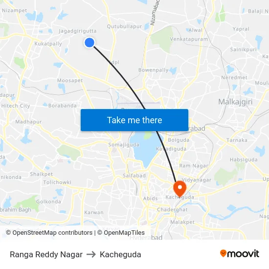 Ranga Reddy Nagar to Kacheguda map