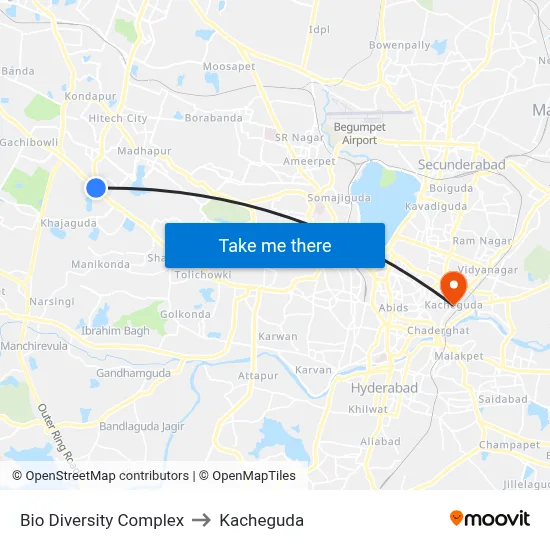 Bio Diversity Complex to Kacheguda map