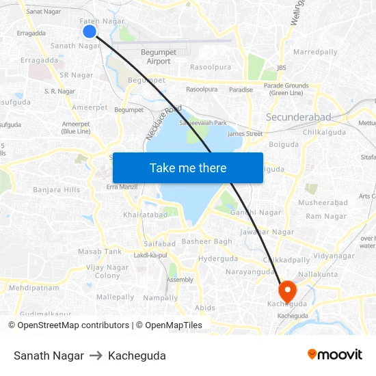 Sanath Nagar to Kacheguda map