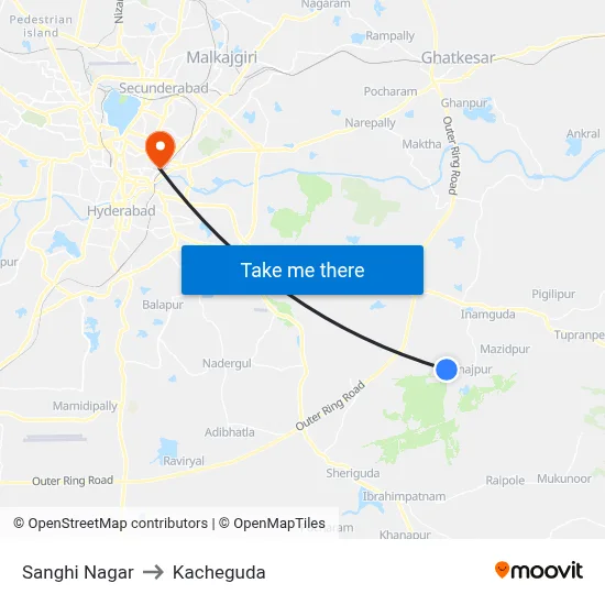 Sanghi Nagar to Kacheguda map