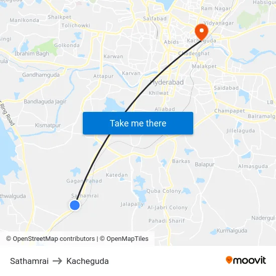 Sathamrai to Kacheguda map