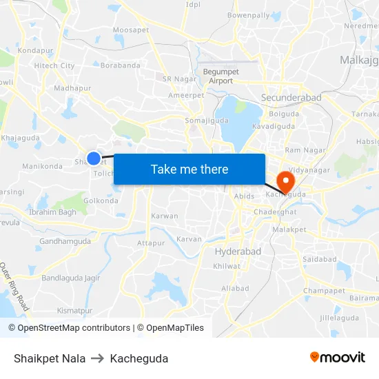 Shaikpet Nala to Kacheguda map