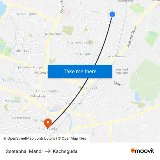 Seetaphal Mandi to Kacheguda map