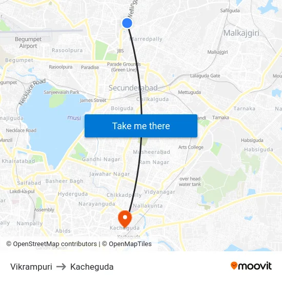 Vikrampuri to Kacheguda map