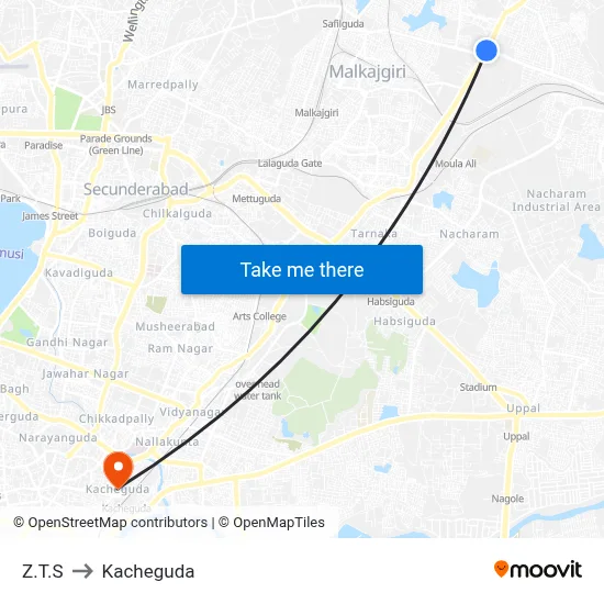 Z.T.S to Kacheguda map