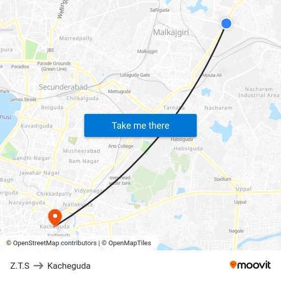 Z.T.S to Kacheguda map