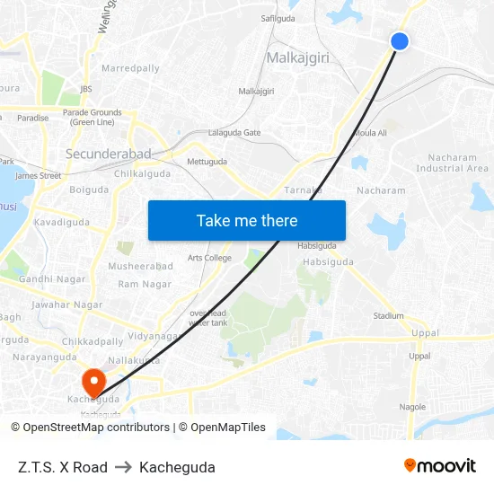 Z.T.S. X Road to Kacheguda map