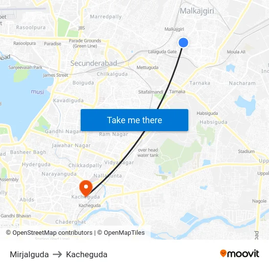 Mirjalguda to Kacheguda map
