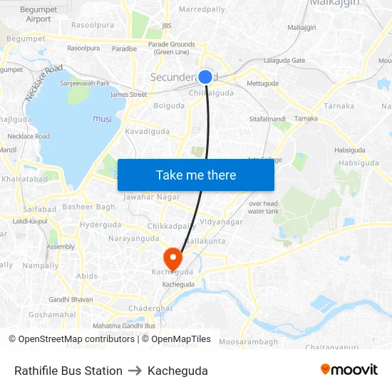Rathifile Bus Station to Kacheguda map