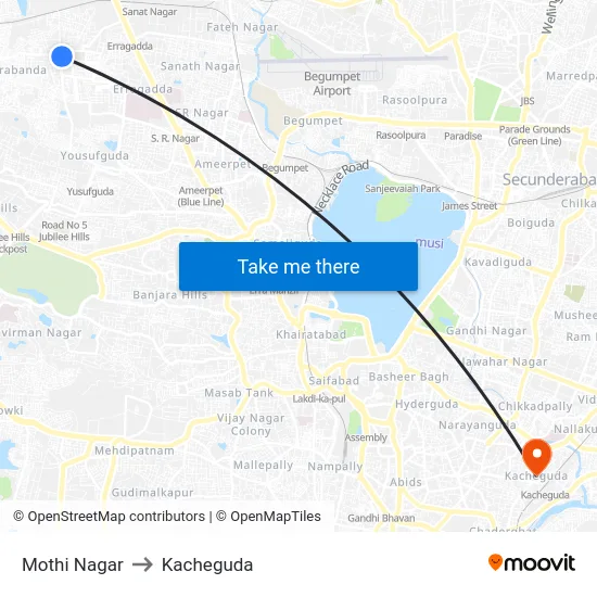 Mothi Nagar to Kacheguda map