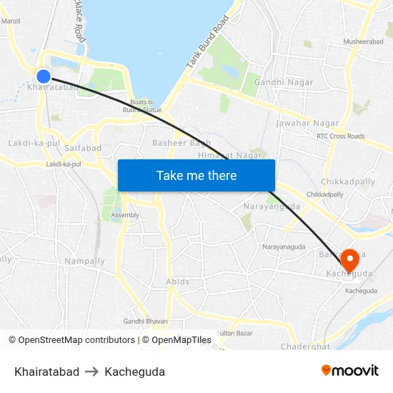 Khairatabad to Kacheguda map