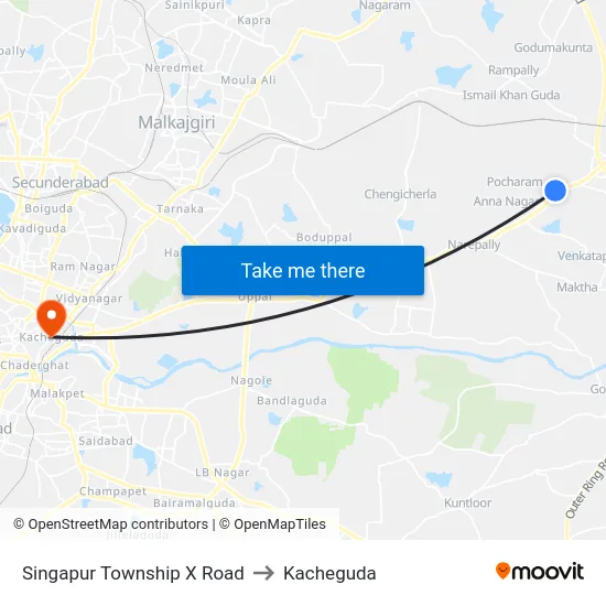 Singapur Township X Road to Kacheguda map
