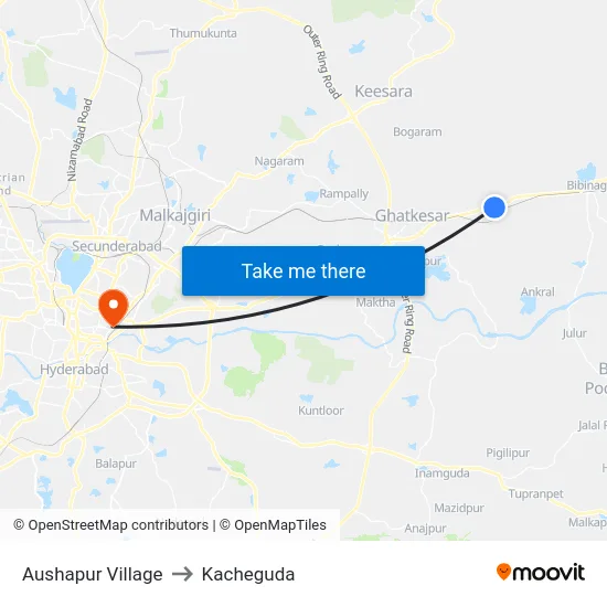 Aushapur Village to Kacheguda map