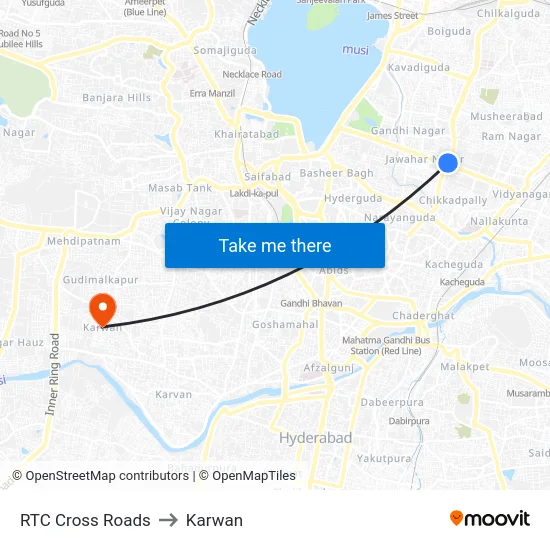 RTC Cross Roads to Karwan map