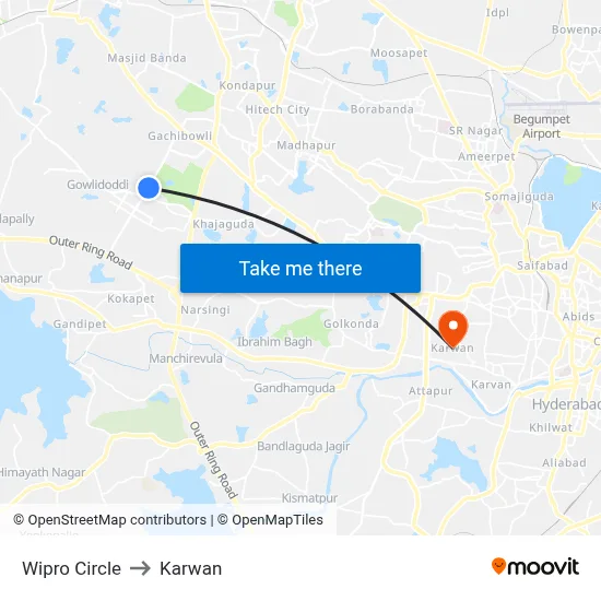 Wipro Circle to Karwan map