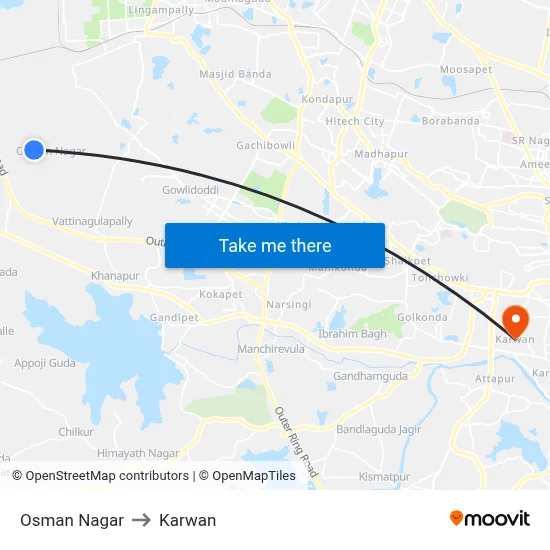 Osman Nagar to Karwan map